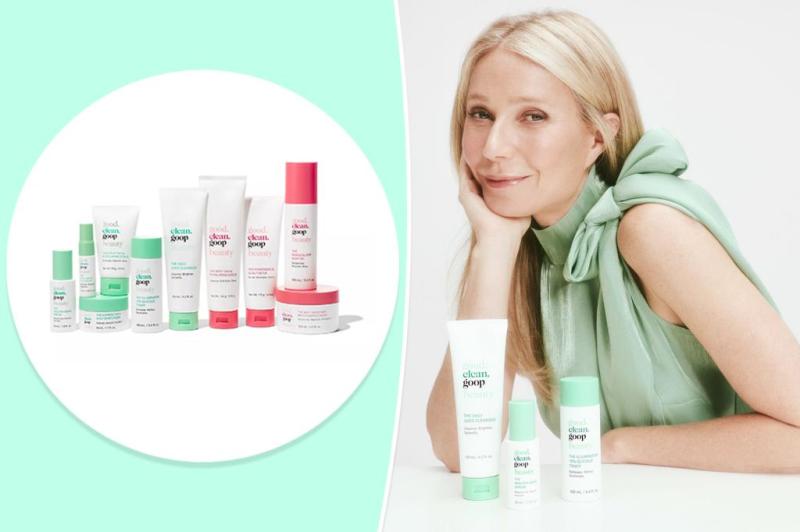 gwyneth paltrow with good clean goop products