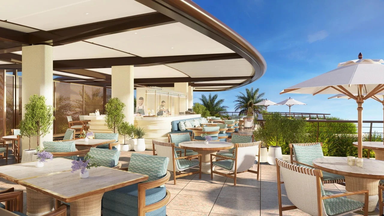NALU Restaurant & Sky Bar at Nammos Resort AMAALA, used to illustrate the resort’s outward-facing dining and social proposition.