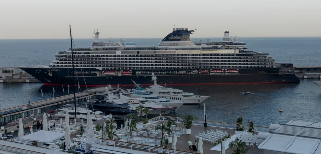 EXPLORA I docked in Port Hercule, Monaco, photographed in June 2026.