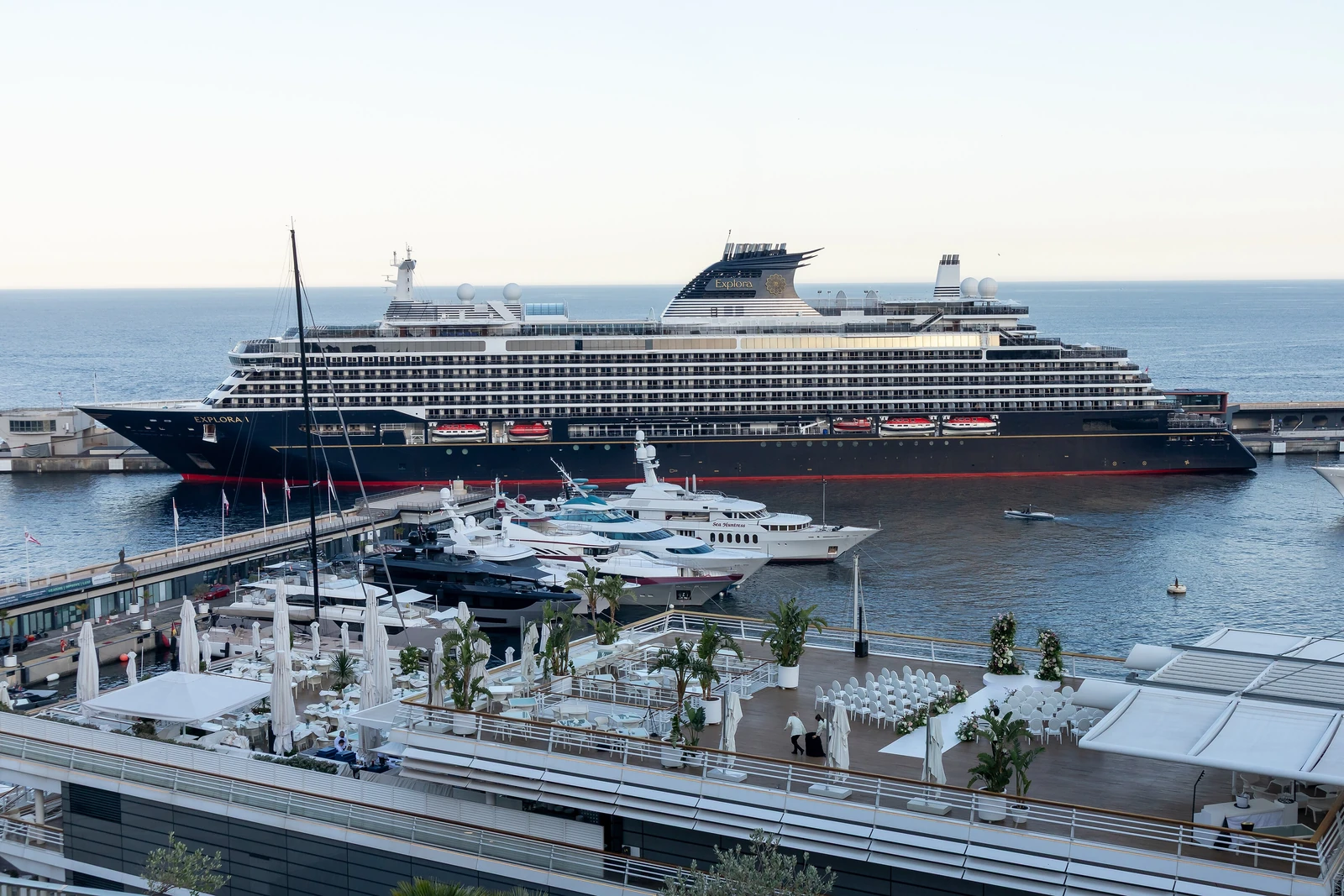 EXPLORA I docked in Port Hercule, Monaco, photographed in June 2026.