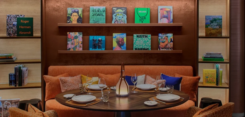 Interior of Le Café Louis Vuitton at Louis Vuitton 57th Street in New York City.