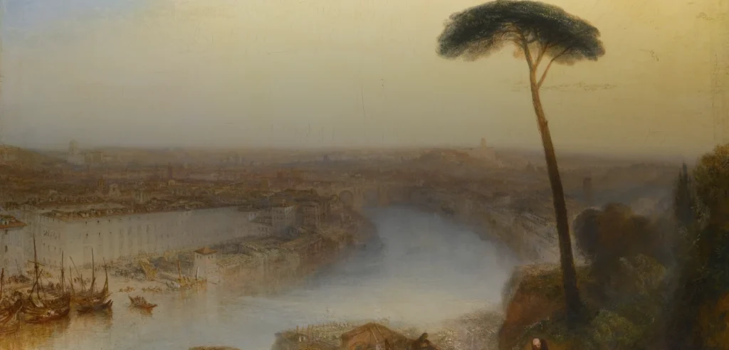 J. M. W. Turner’s Rome, From Mount Aventine, a luminous panoramic view of Rome and the Tiber.