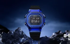 Casio G-SHOCK MRG-D5000 Blue Sapphire watch in official Casio campaign photography.